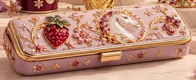 Ornate pencil case and stationery concept